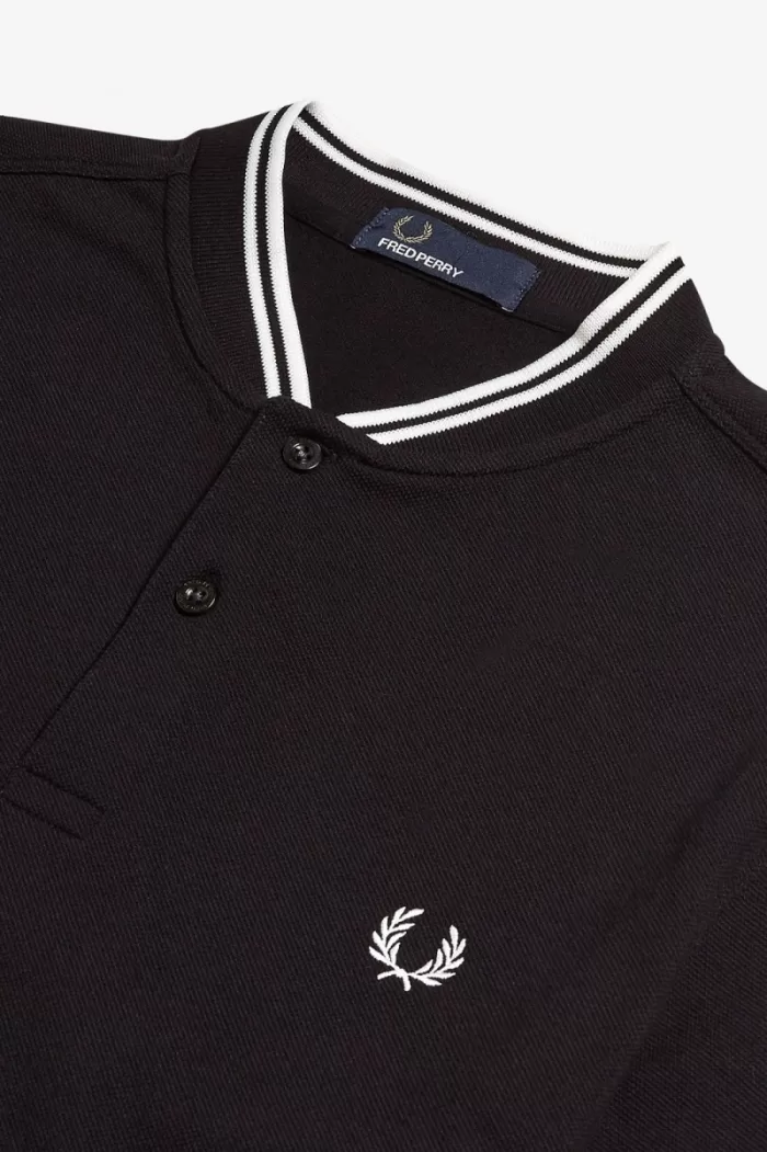 Fred Perry Bomber Collar Men’s Polo Shirt Black | CZBNH7801