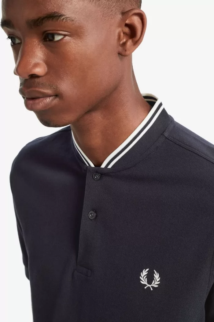 Fred Perry Bomber Collar Men’s Polo Shirt Navy | NFCXL3701