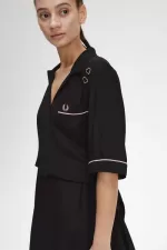 Fred Perry Bowling Shirt Women’s Dress Black | FGYBX6235