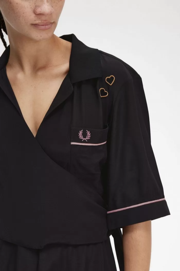 Fred Perry Bowling Shirt Women’s Dress Black | FGYBX6235