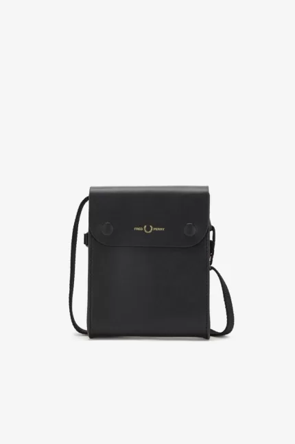 Fred Perry Burnished Leather Men’s Bags Black | MJPIA6789