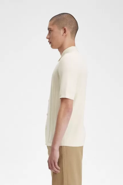 Fred Perry Button Through Knitted Men’s Shirt Beige | SHQBR0439