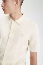 Fred Perry Button Through Knitted Men’s Shirt Beige | SHQBR0439