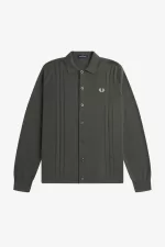 Fred Perry Button Through Knitted Men’s Shirt Field Green | SZYBH7260