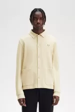 Fred Perry Button Through Long Sleeve Men’s Polo Shirt Oatmeal | BROCL4285