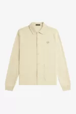 Fred Perry Button Through Long Sleeve Men’s Polo Shirt Oatmeal | BROCL4285