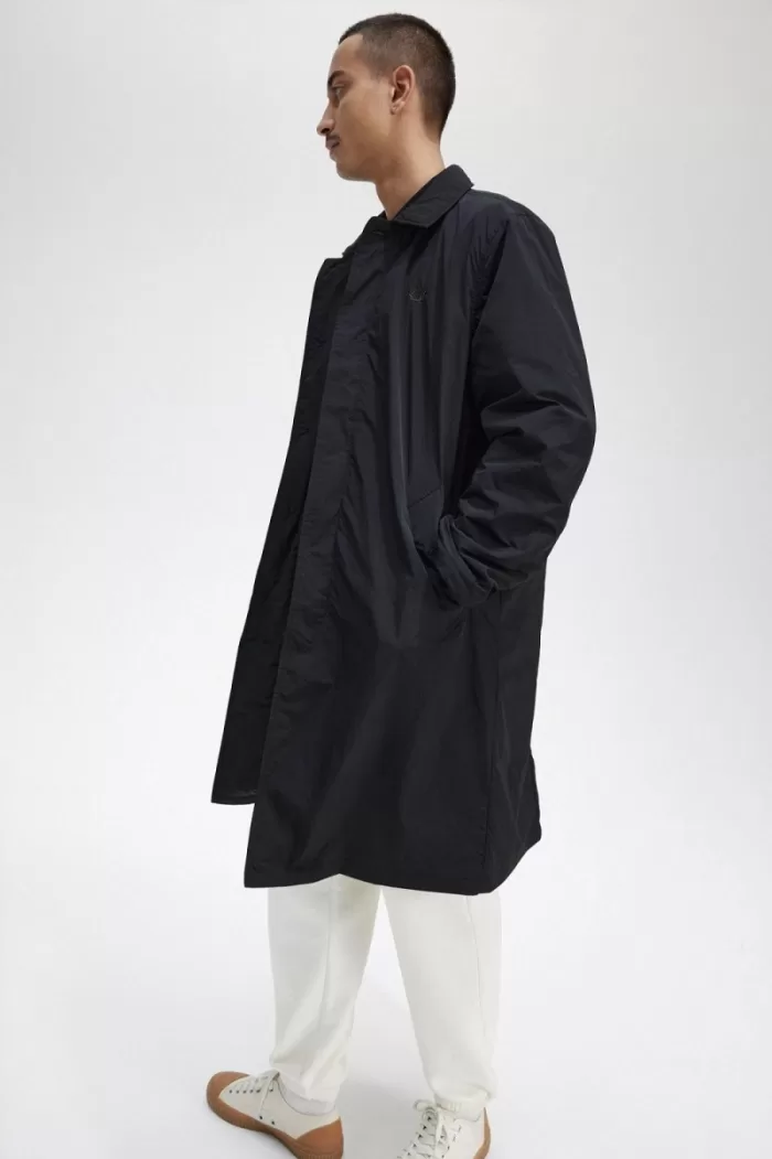 Fred Perry Button Through Mac Men’s Parka Black | VNOIW9105