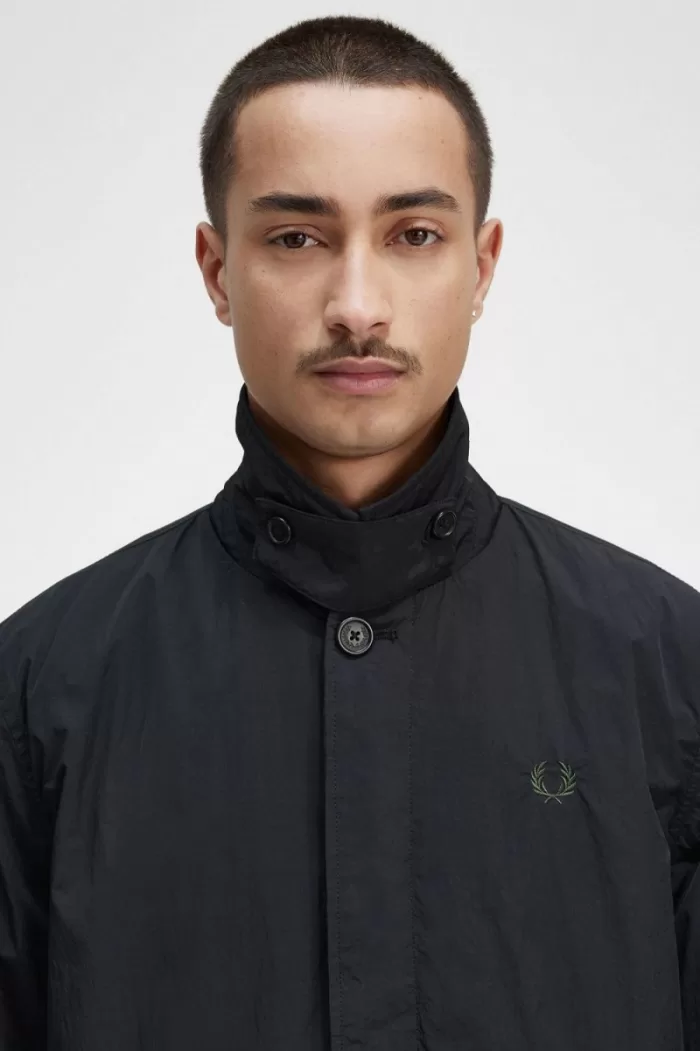 Fred Perry Button Through Mac Men’s Parka Black | VNOIW9105