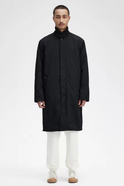 Fred Perry Button Through Mac Men’s Parka Black | VNOIW9105