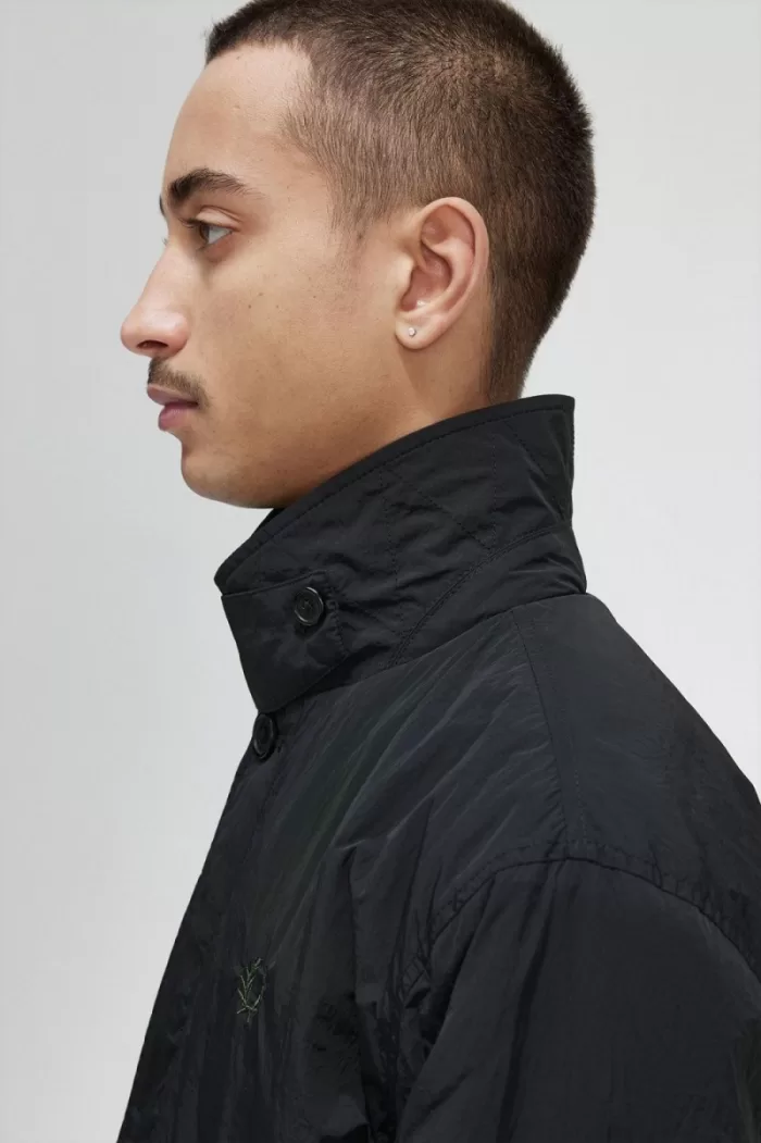 Fred Perry Button Through Mac Men’s Parka Black | VNOIW9105