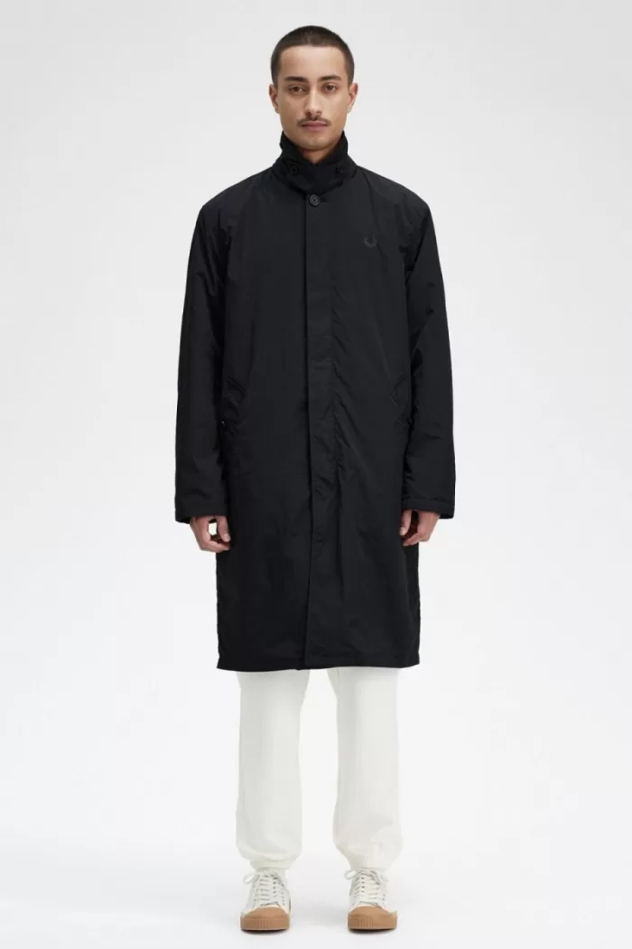 Fred Perry Button Through Mac Men’s Parka Black | VNOIW9105