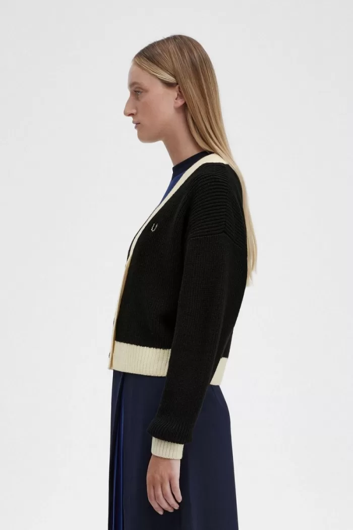 Fred Perry Button-Through Women’s Cardigan Black | BRZFQ5390