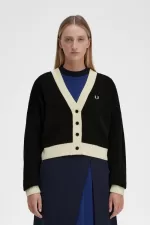 Fred Perry Button-Through Women’s Cardigan Black | BRZFQ5390