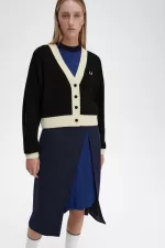 Fred Perry Button-Through Women’s Cardigan Black | BRZFQ5390