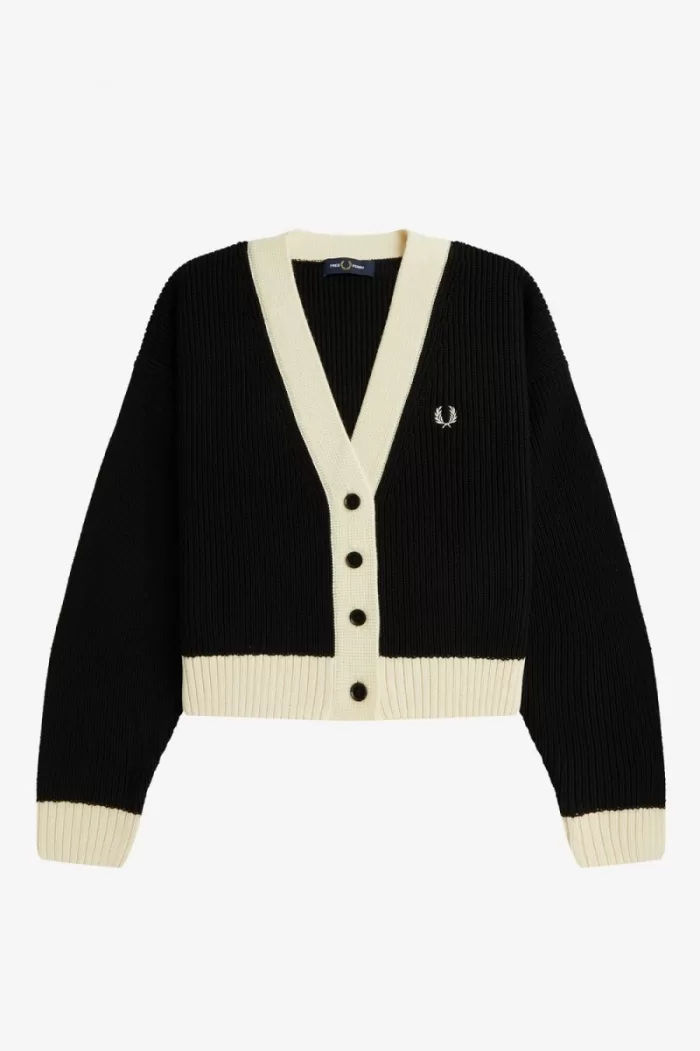 Fred Perry Button-Through Women’s Cardigan Black | BRZFQ5390