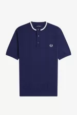 Fred Perry Cable Knit Henley Men’s Shirt French Navy | AFQXV7036