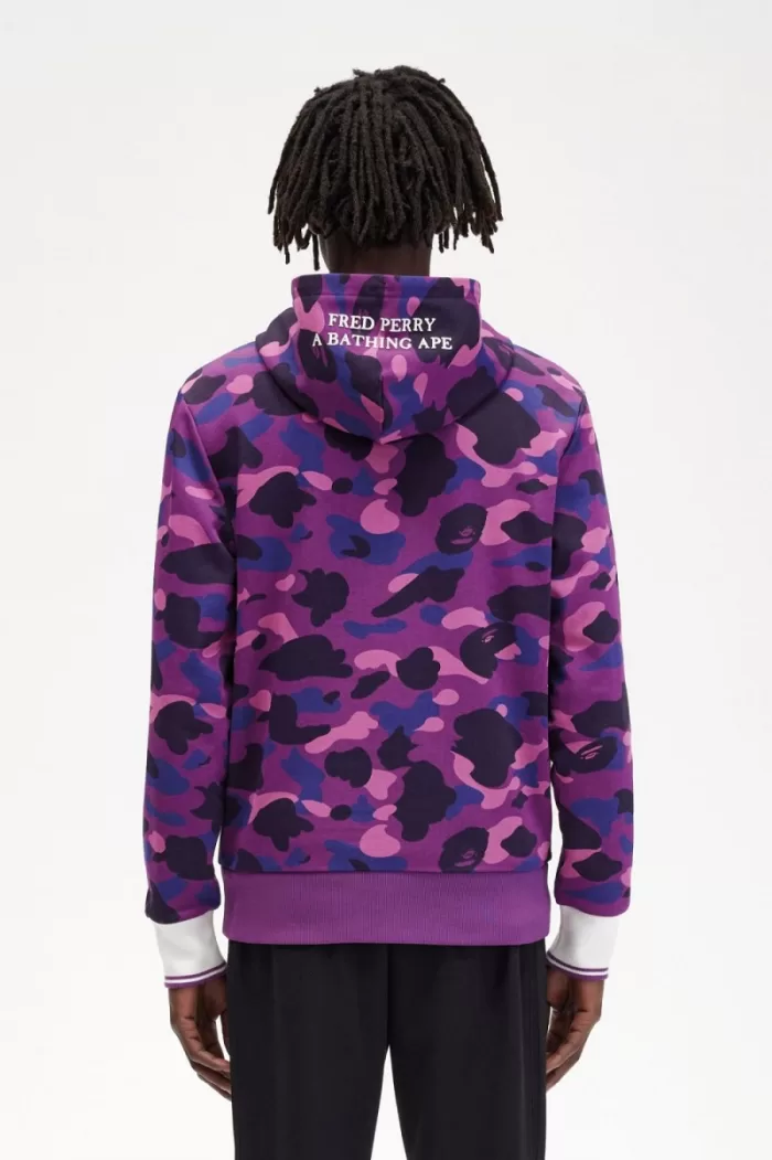 Fred Perry Camouflage Hooded Men’s Sweatshirts Purple | MZIDY9274