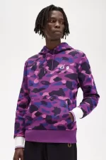 Fred Perry Camouflage Hooded Men’s Sweatshirts Purple | MZIDY9274