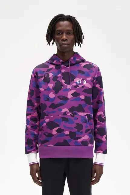 Fred Perry Camouflage Hooded Men’s Sweatshirts Purple | MZIDY9274