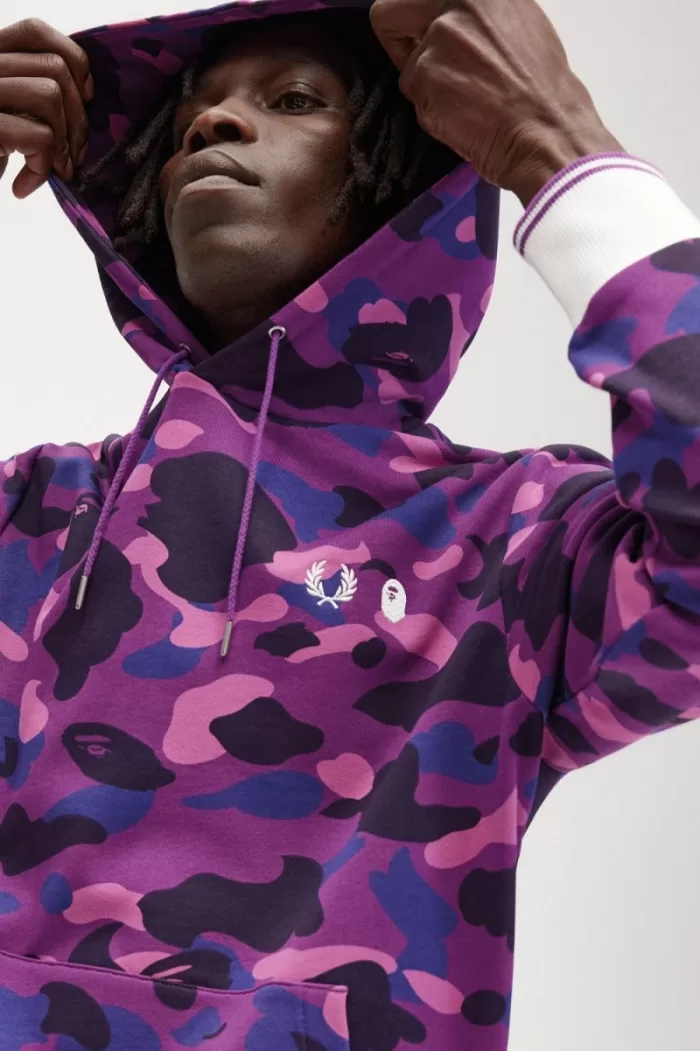 Fred Perry Camouflage Hooded Men’s Sweatshirts Purple | MZIDY9274