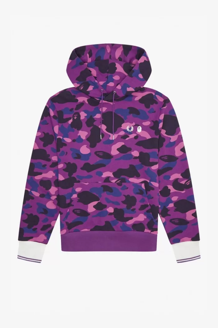 Fred Perry Camouflage Hooded Men’s Sweatshirts Purple | MZIDY9274