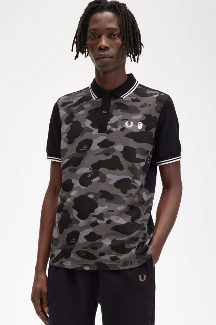 Fred Perry Camouflage Men’s Shirt Black | FUSBO7830