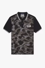 Fred Perry Camouflage Men’s Shirt Black | FUSBO7830