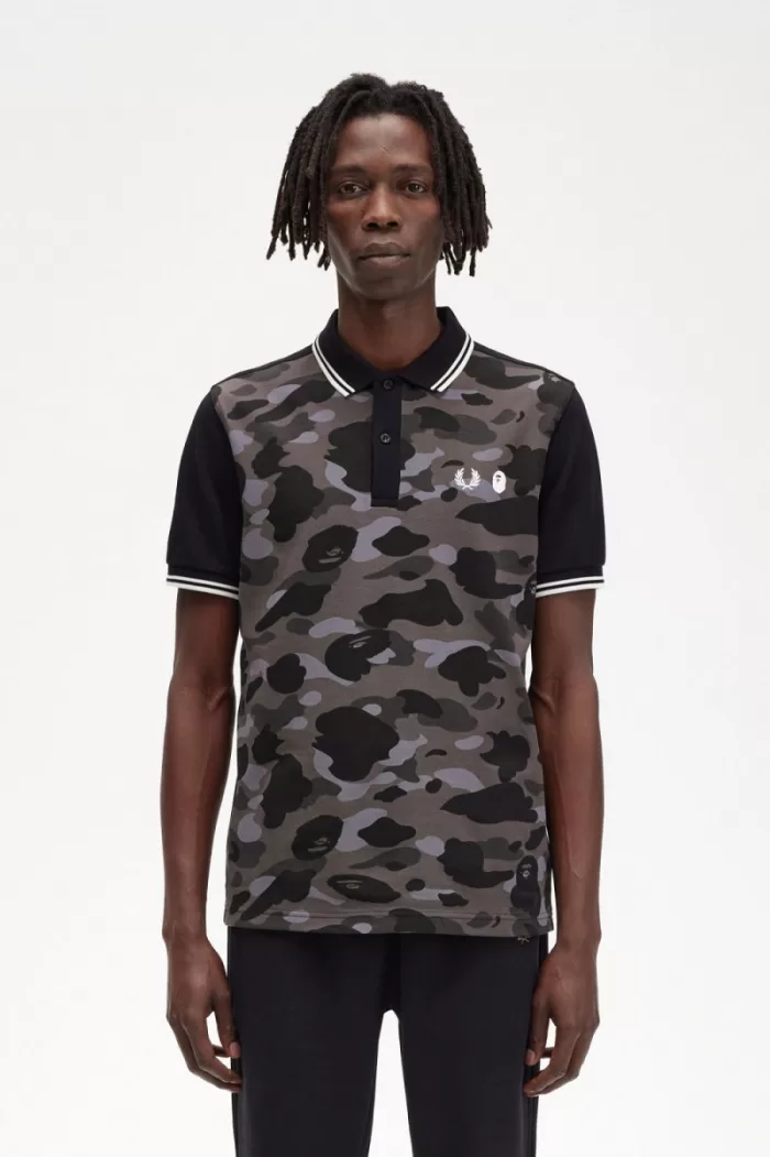 Fred Perry Camouflage Men’s Shirt Black | FUSBO7830