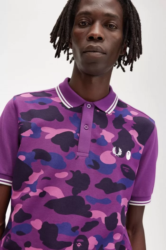 Fred Perry Camouflage Men’s Shirt Purple | POSBH3096