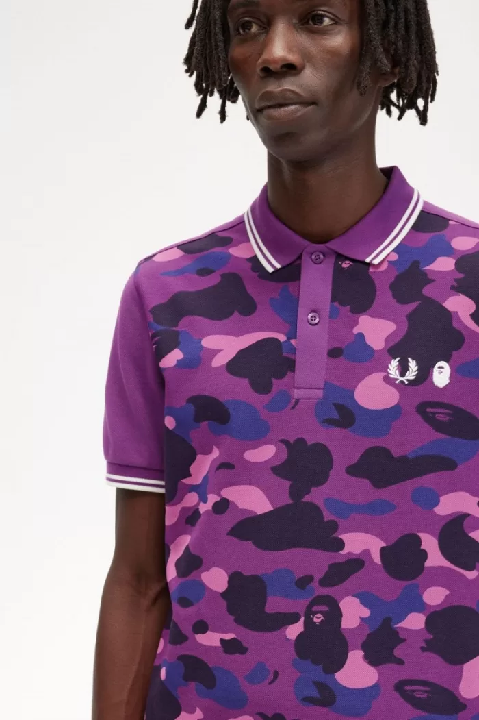 Fred Perry Camouflage Men’s Shirt Purple | POSBH3096