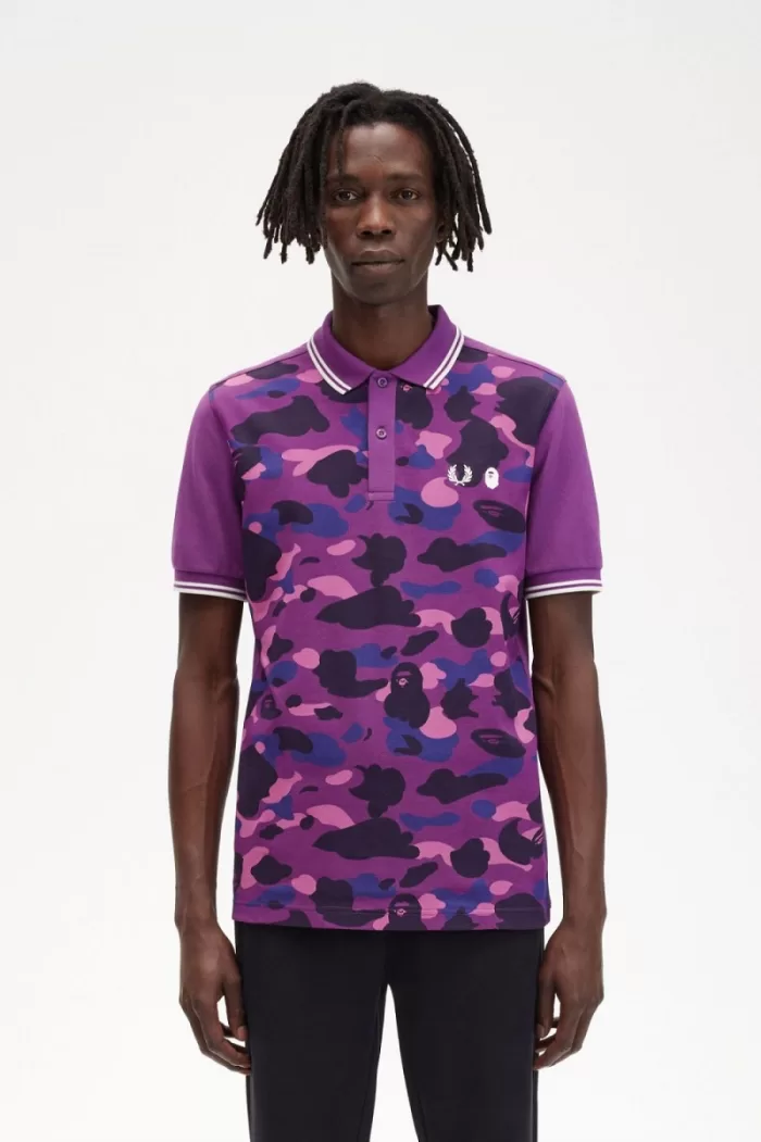 Fred Perry Camouflage Men’s Shirt Purple | POSBH3096