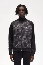 Fred Perry Camouflage Panel Men’s Track Jackets Black | CRISV3712