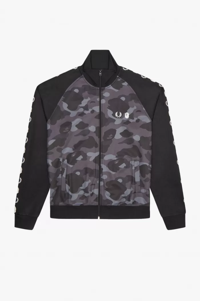 Fred Perry Camouflage Panel Men’s Track Jackets Black | CRISV3712