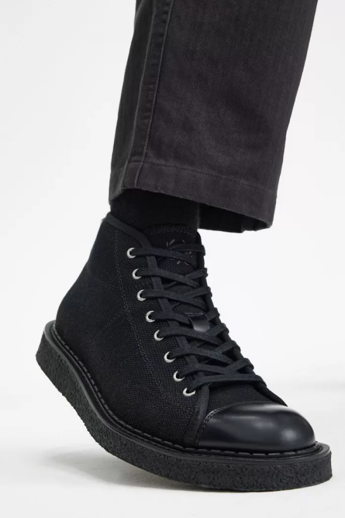 Fred Perry Canvas Monkey Women’s Boots Black | TEHXW1382