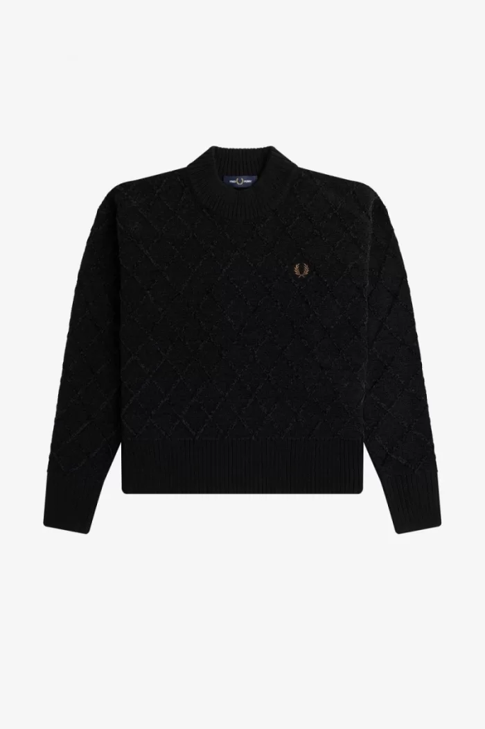 Fred Perry Chenille Grid Women’s Jumper Black | TOSYG1532