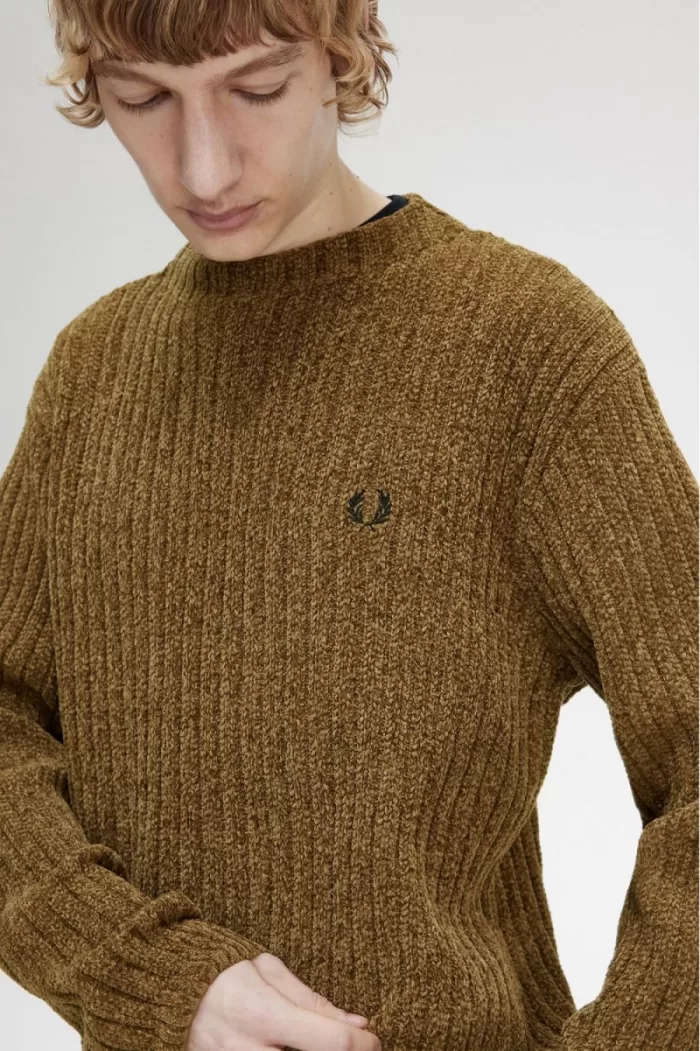 Fred Perry Chenille Rib Men’s Jumper Brown | RLSZI3097