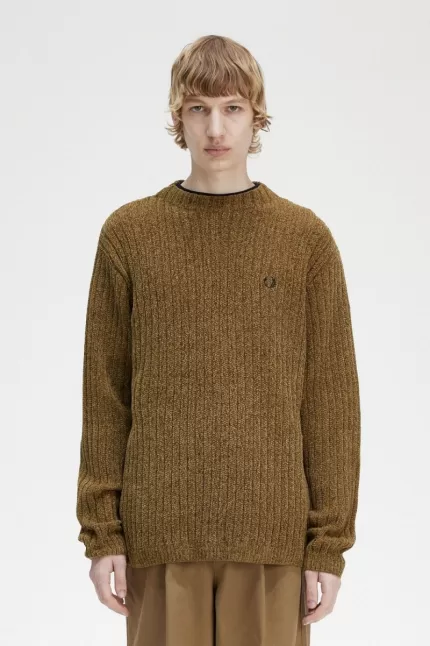 Fred Perry Chenille Rib Men’s Jumper Brown | RLSZI3097