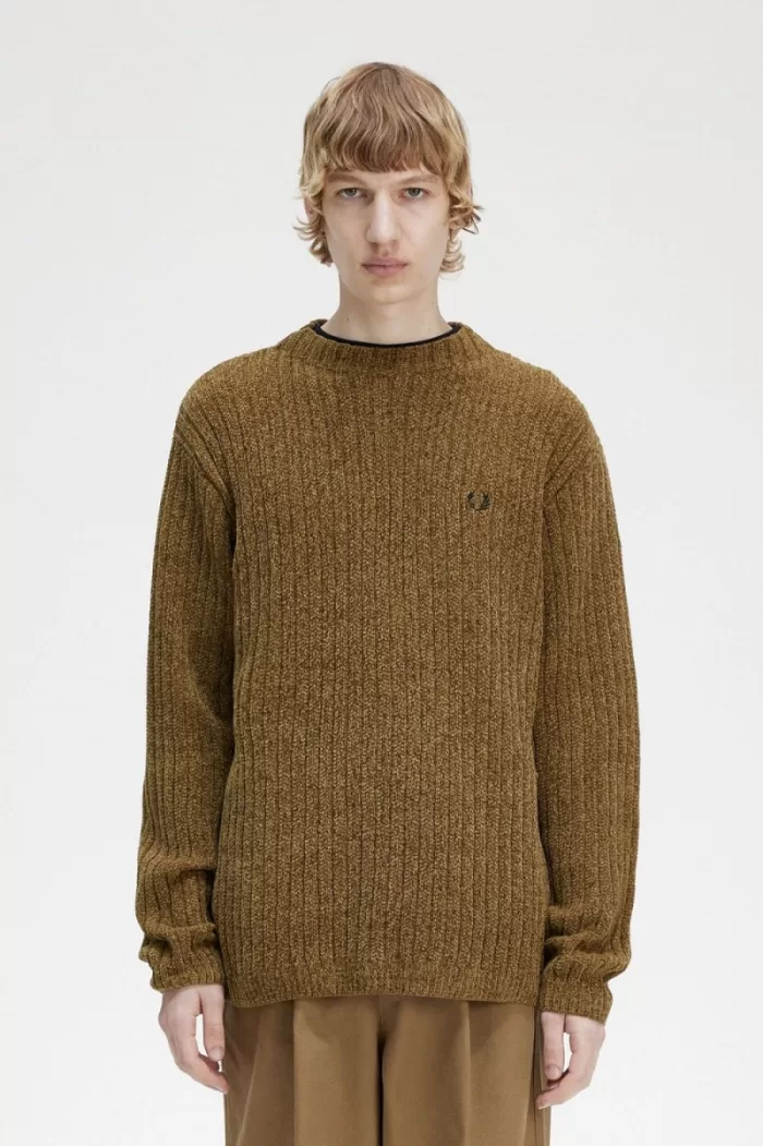 Fred Perry Chenille Rib Men’s Jumper Brown | RLSZI3097