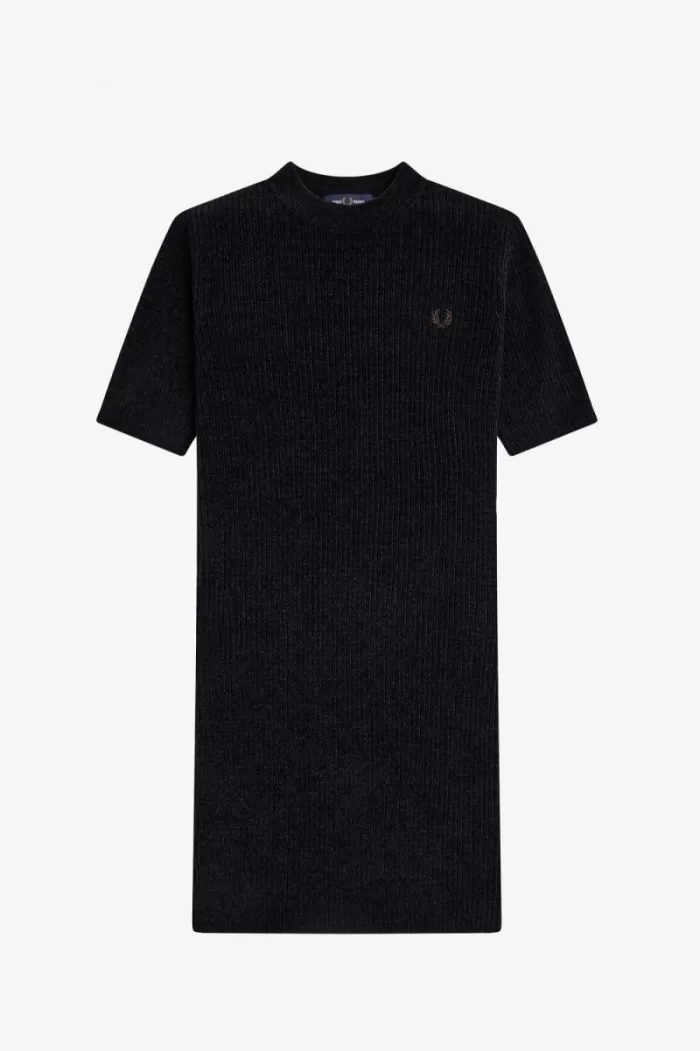 Fred Perry Chenille Rib Women’s Dress Black | NRCJY1376