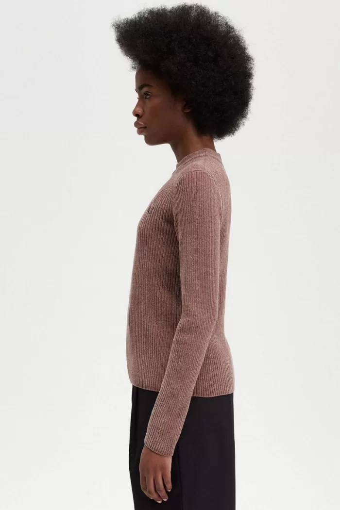 Fred Perry Chenille Rib Women’s Jumper Dark Pink | HIZUF8692