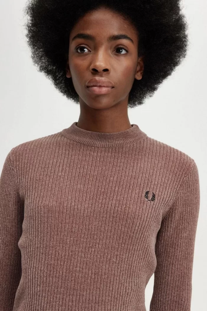 Fred Perry Chenille Rib Women’s Jumper Dark Pink | HIZUF8692