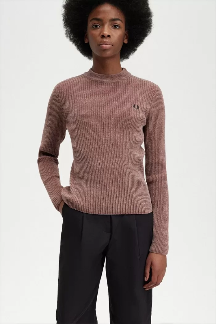 Fred Perry Chenille Rib Women’s Jumper Dark Pink | HIZUF8692