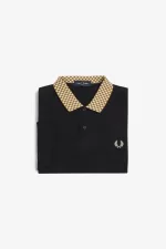 Fred Perry Chequerboard Collar Men’s Polo Shirt Black | MGVRN5782