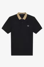 Fred Perry Chequerboard Collar Men’s Polo Shirt Black | MGVRN5782