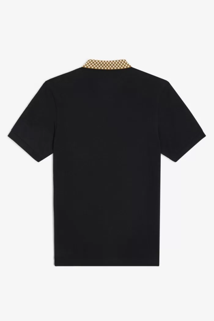 Fred Perry Chequerboard Collar Men’s Polo Shirt Black | MGVRN5782