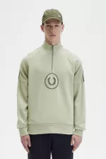 Fred Perry Circle Branding Half-Zip Men’s Sweatshirts Mint | MJIYA6042