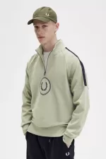 Fred Perry Circle Branding Half-Zip Men’s Sweatshirts Mint | MJIYA6042