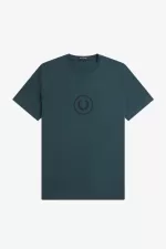 Fred Perry Circle Branding Men’s T-Shirt Petrol Blue | NFEMC3485