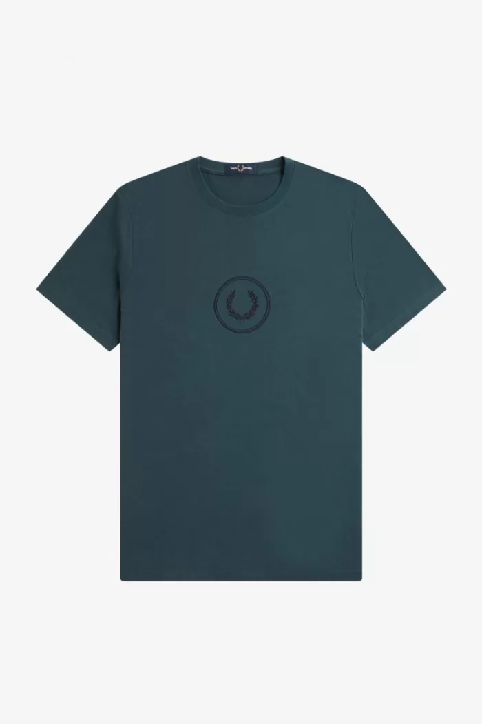 Fred Perry Circle Branding Men’s T-Shirt Petrol Blue | NFEMC3485