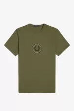 Fred Perry Circle Branding Men’s T-Shirt Uniform Green Black | MVXIR9765